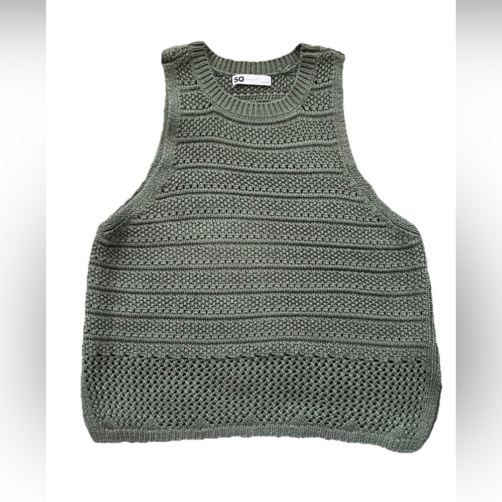 So Goode For Life Knit Tank Top Green Women's Large (0749)